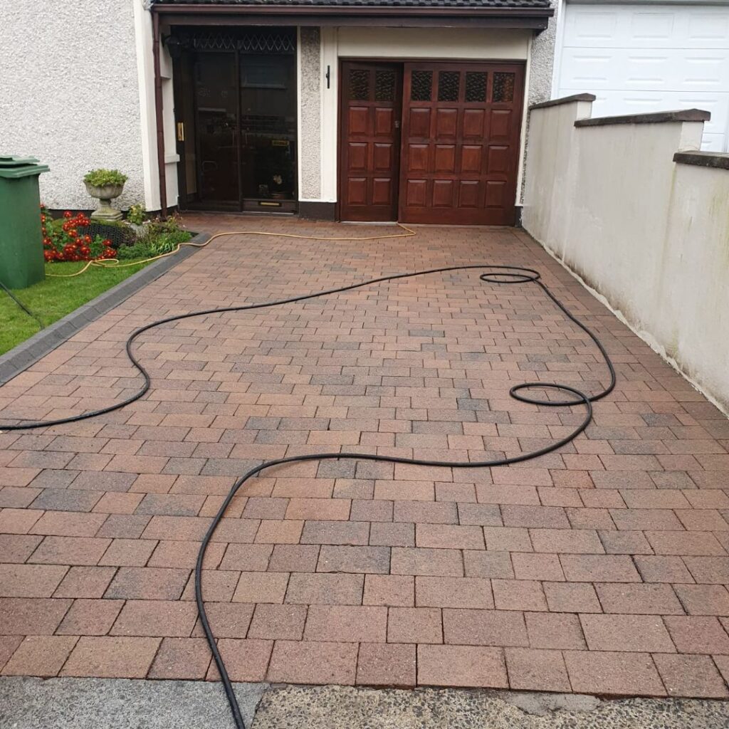 Pressure-washed driveway